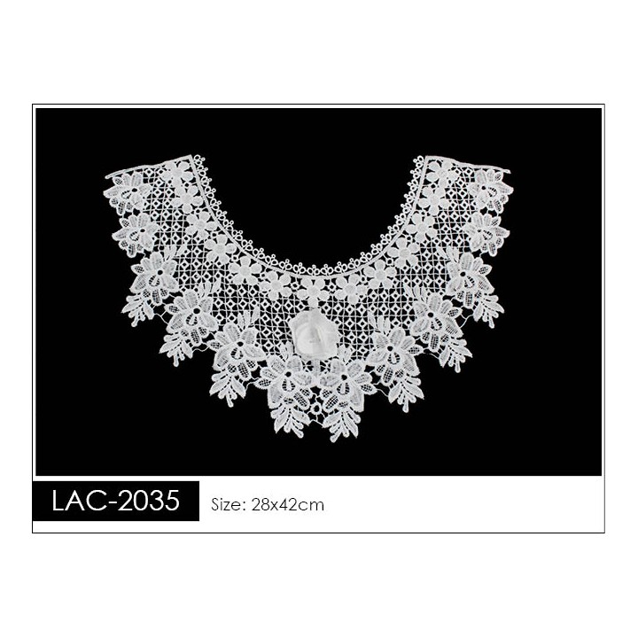 Cuello GuipurLAC-2035 de Fibra de Leche- Espigas, Perlas y Picos