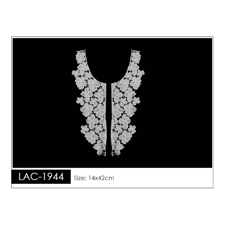 Cuello GuipurLAC-1944 de Fibra de Leche- Espigas, Perlas y Picos