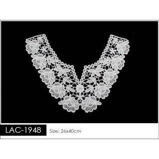 Cuello GuipurLAC-1948 de Fibra de Leche- Espigas, Perlas y Picos