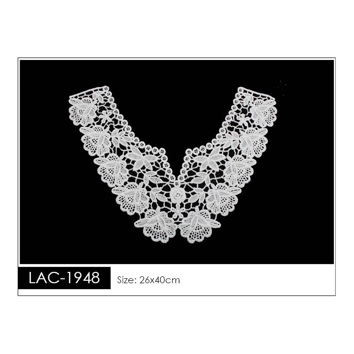 Cuello GuipurLAC-1948 de Fibra de Leche- Espigas, Perlas y Picos