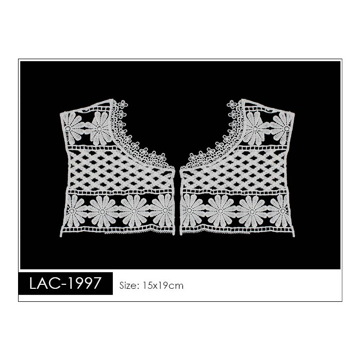 Cuello GuipurLAC-1997 de Fibra de Leche- Espigas, Perlas y Picos