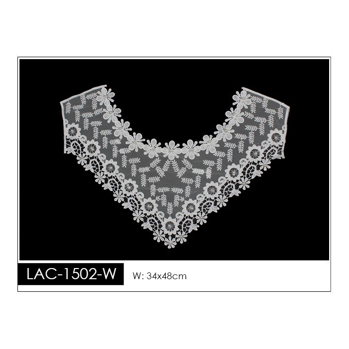 Cuello GuipurLAC-1502-W de Fibra de Leche- Espigas, Perlas y Picos