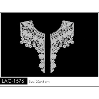 Cuello GuipurLAC-1576 de Fibra de Leche- Espigas, Perlas y Picos