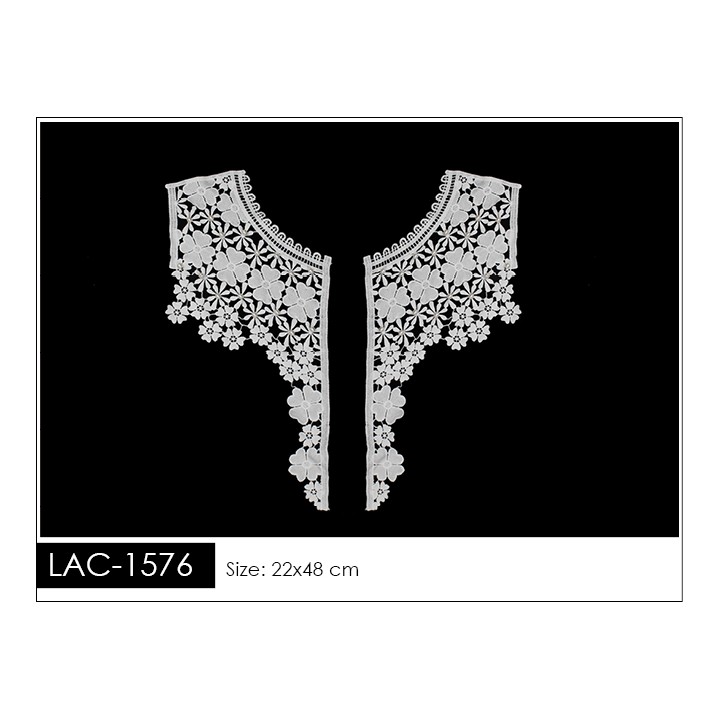 Cuello GuipurLAC-1576 de Fibra de Leche- Espigas, Perlas y Picos