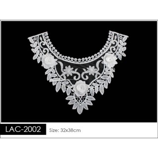 Cuello GuipurLAC-2002 de Fibra de Leche- Espigas, Perlas y Picos