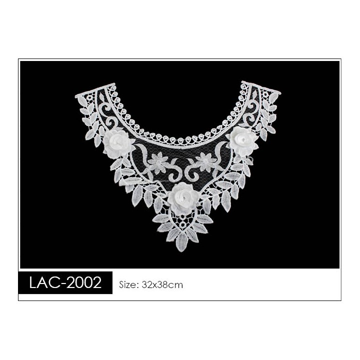 Cuello GuipurLAC-2002 de Fibra de Leche- Espigas, Perlas y Picos