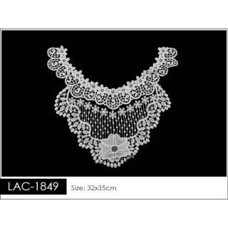 Cuello GuipurLAC-1849 de Fibra de Leche- Espigas, Perlas y Picos