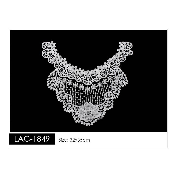 Cuello GuipurLAC-1849 de Fibra de Leche- Espigas, Perlas y Picos