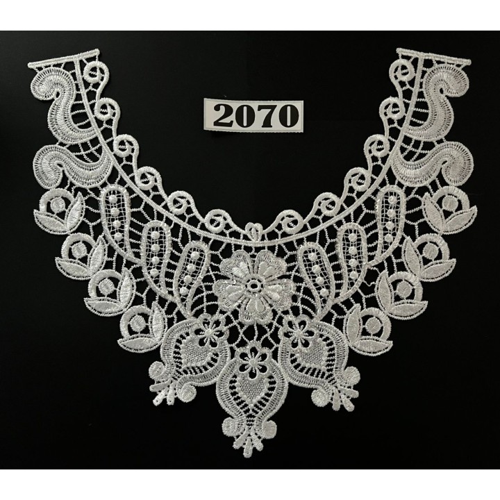 Cuello GuipurLAC-2070 de Fibra de Leche- Espigas, Perlas y Picos