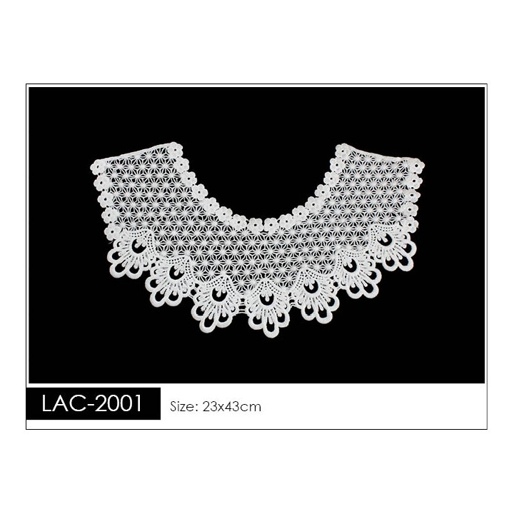 Cuello GuipurLAC-2001 de Fibra de Leche- Espigas, Perlas y Picos