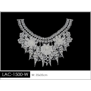 Cuello GuipurLAC-1500-W de Fibra de Leche- Espigas, Perlas y Picos