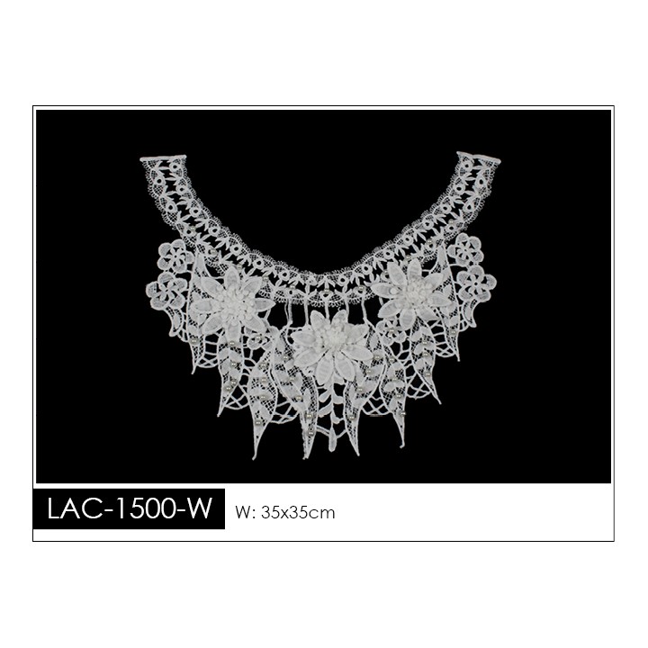 Cuello GuipurLAC-1500-W de Fibra de Leche- Espigas, Perlas y Picos