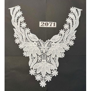 Cuello GuipurLAC-2071 de Fibra de Leche- Espigas, Perlas y Picos