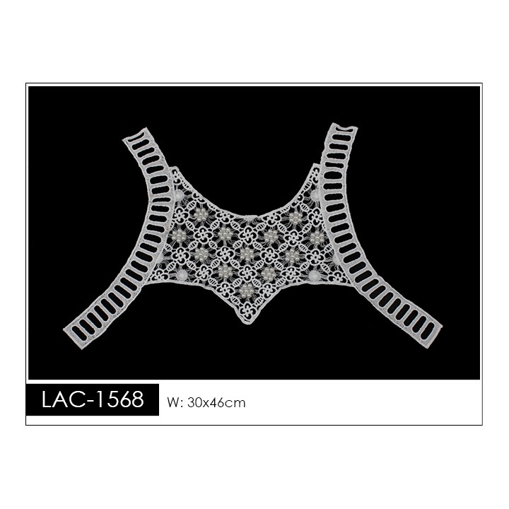 Cuello GuipurLAC-1568 de Fibra de Leche- Espigas, Perlas y Picos