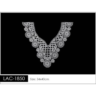 Cuello GuipurLAC-1850 de Fibra de Leche- Espigas, Perlas y Picos