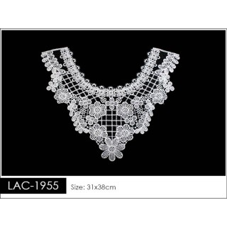 Cuello GuipurLAC-1955 de Fibra de Leche- Espigas, Perlas y Picos