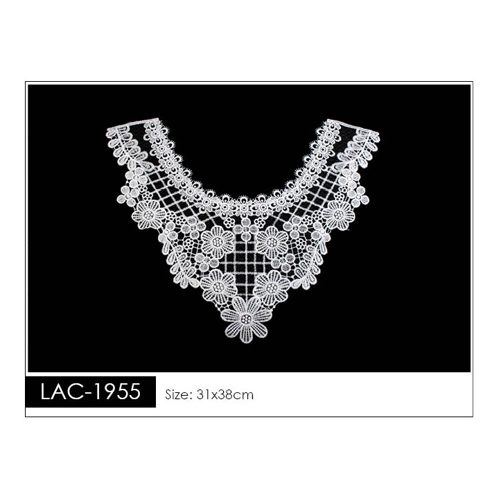 Cuello GuipurLAC-1955 de Fibra de Leche- Espigas, Perlas y Picos