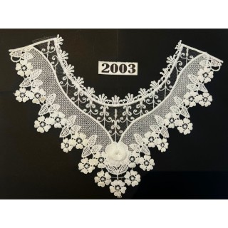 Cuello GuipurLAC-2003 de Fibra de Leche- Espigas, Perlas y Picos