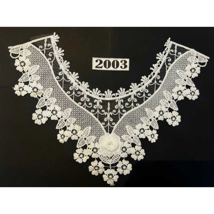 Cuello GuipurLAC-2003 de Fibra de Leche- Espigas, Perlas y Picos