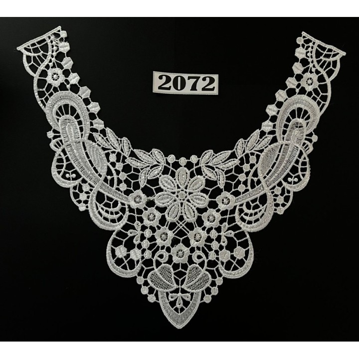 Cuello GuipurLAC-2072 de Fibra de Leche- Espigas, Perlas y Picos