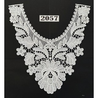 Cuello GuipurLAC-2057 de Fibra de Leche- Espigas, Perlas y Picos