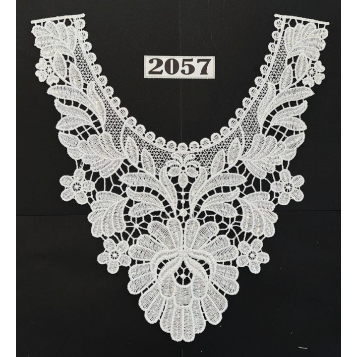 Cuello GuipurLAC-2057 de Fibra de Leche- Espigas, Perlas y Picos