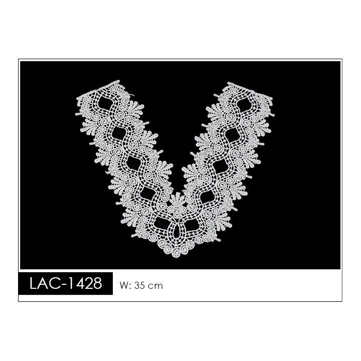 Cuello GuipurLAC-1428 de Fibra de Leche- Espigas, Perlas y Picos