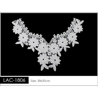 Cuello GuipurLAC-1806 de Fibra de Leche- Espigas, Perlas y Picos