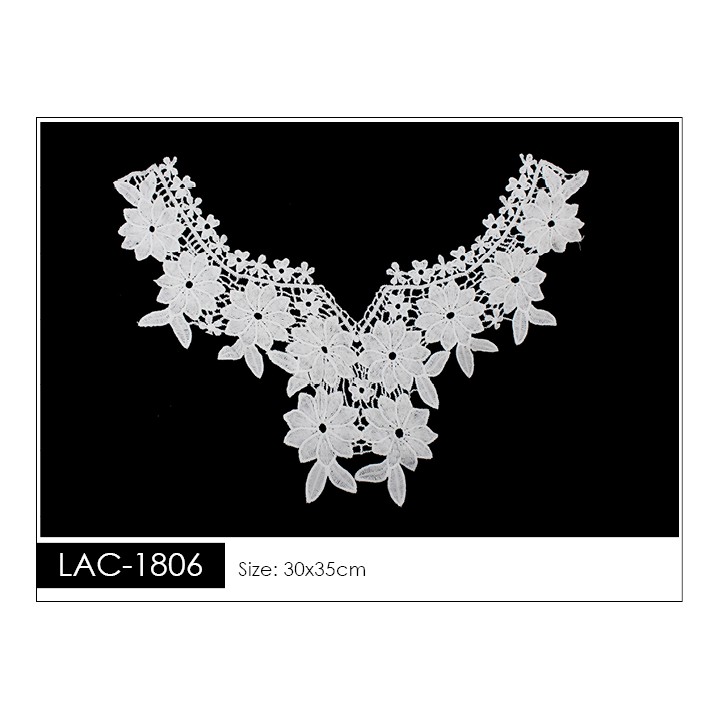 Cuello GuipurLAC-1806 de Fibra de Leche- Espigas, Perlas y Picos