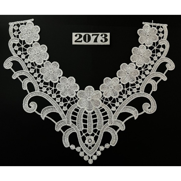 Cuello GuipurLAC-2073 de Fibra de Leche- Espigas, Perlas y Picos