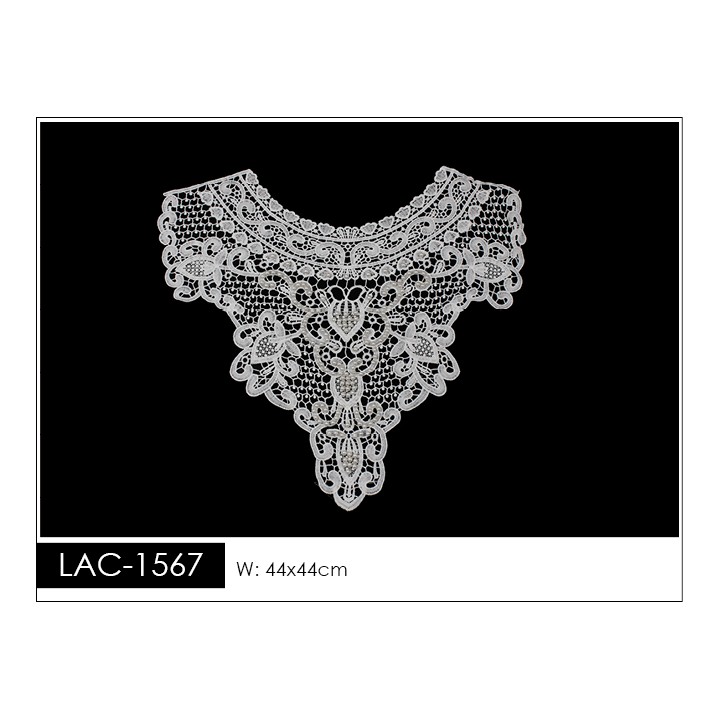 Cuello GuipurLAC-1567 de Fibra de Leche- Espigas, Perlas y Picos