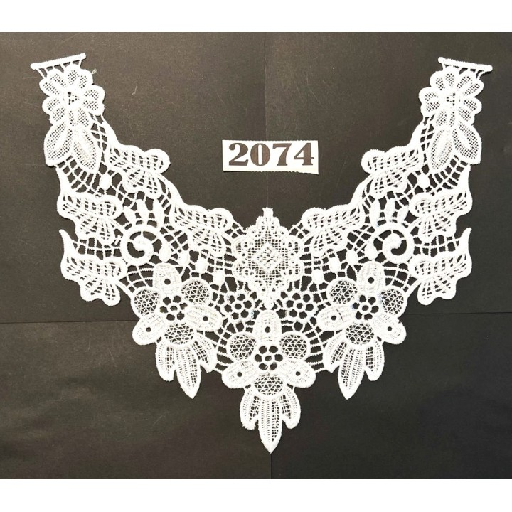 Cuello GuipurLAC-2074 de Fibra de Leche- Espigas, Perlas y Picos