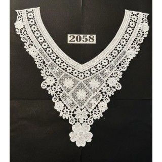 Cuello GuipurLAC-2058 de Fibra de Leche- Espigas, Perlas y Picos