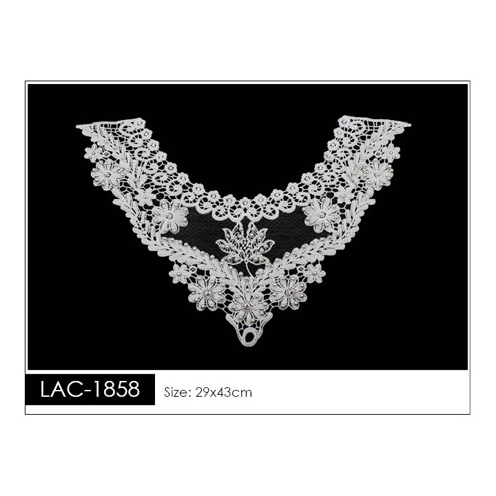Cuello GuipurLAC-1858 de Fibra de Leche- Espigas, Perlas y Picos