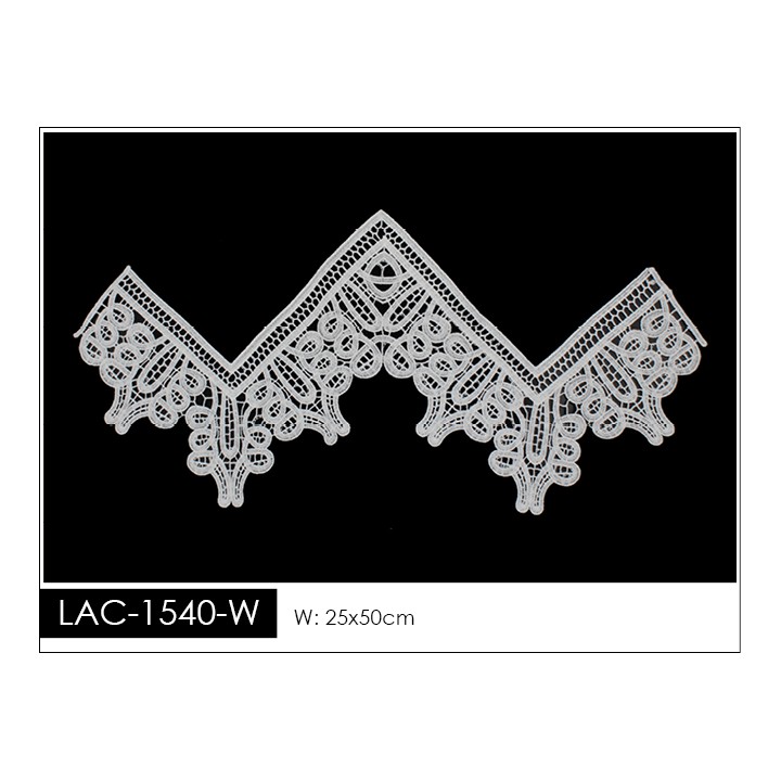 Cuello GuipurLAC-1540-W de Fibra de Leche- Espigas, Perlas y Picos