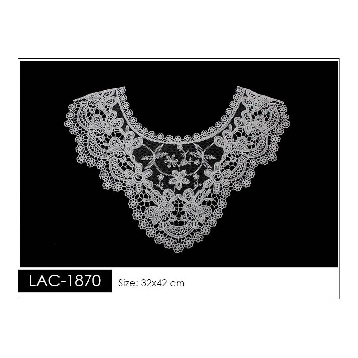 Cuello GuipurLAC-1870 de Fibra de Leche- Espigas, Perlas y Picos