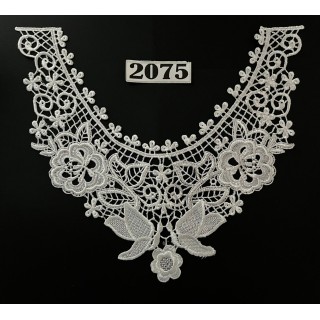 Cuello GuipurLAC-2075 de Fibra de Leche- Espigas, Perlas y Picos