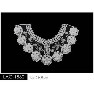 Cuello GuipurLAC-1860 de Fibra de Leche- Espigas, Perlas y Picos