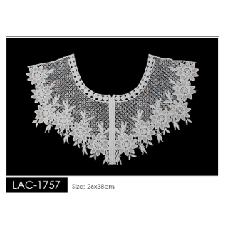 Cuello GuipurLAC-1757 de Fibra de Leche- Espigas, Perlas y Picos