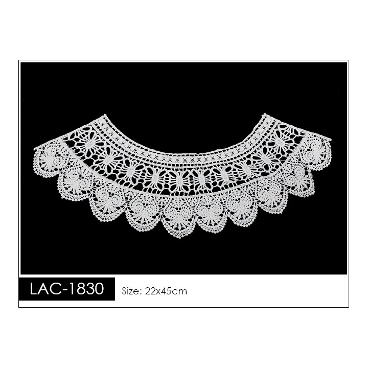 Cuello GuipurLAC-1830 de Fibra de Leche- Espigas, Perlas y Picos