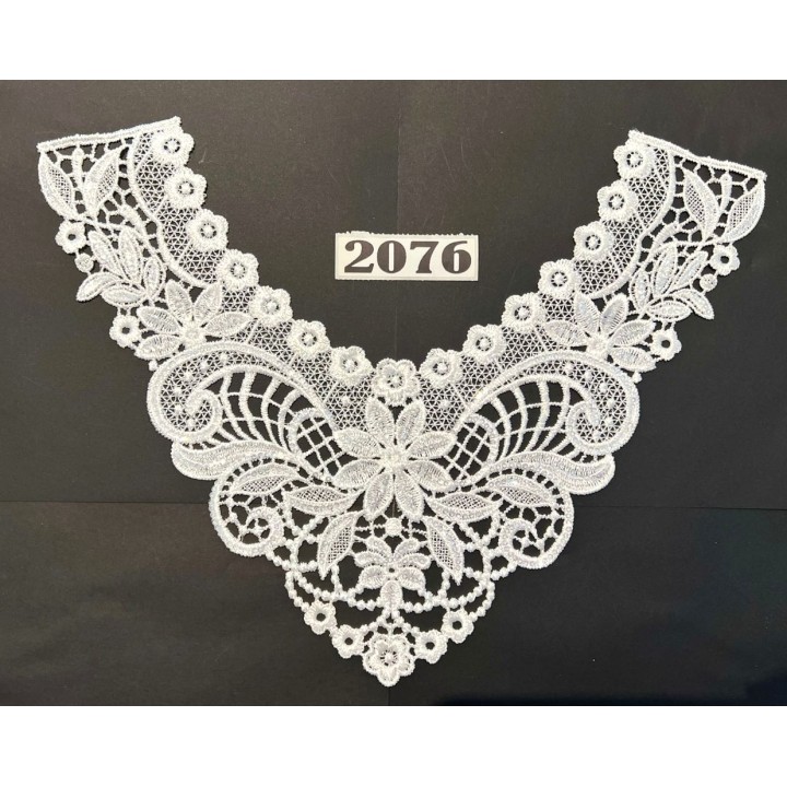 Cuello GuipurLAC-2076 de Fibra de Leche- Espigas, Perlas y Picos