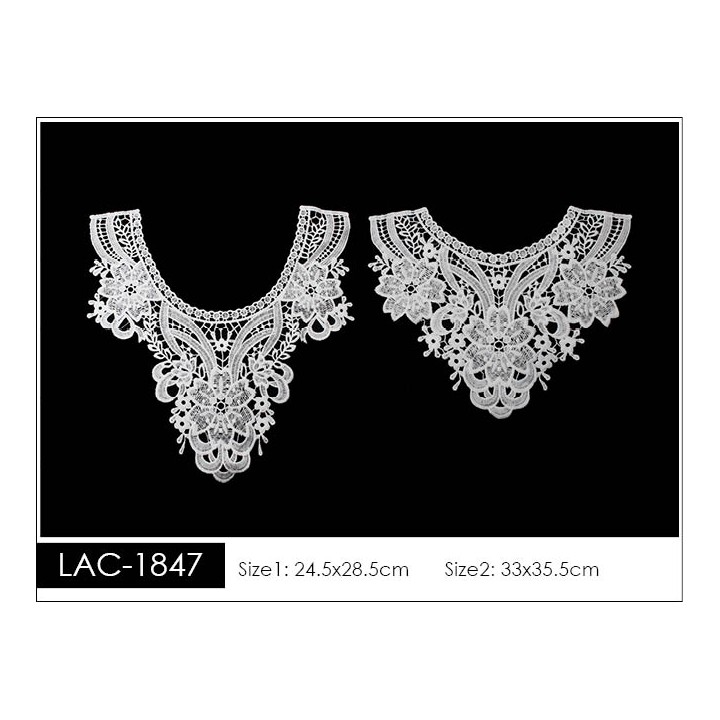 Cuello GuipurLAC-1847 de Fibra de Leche- Espigas, Perlas y Picos