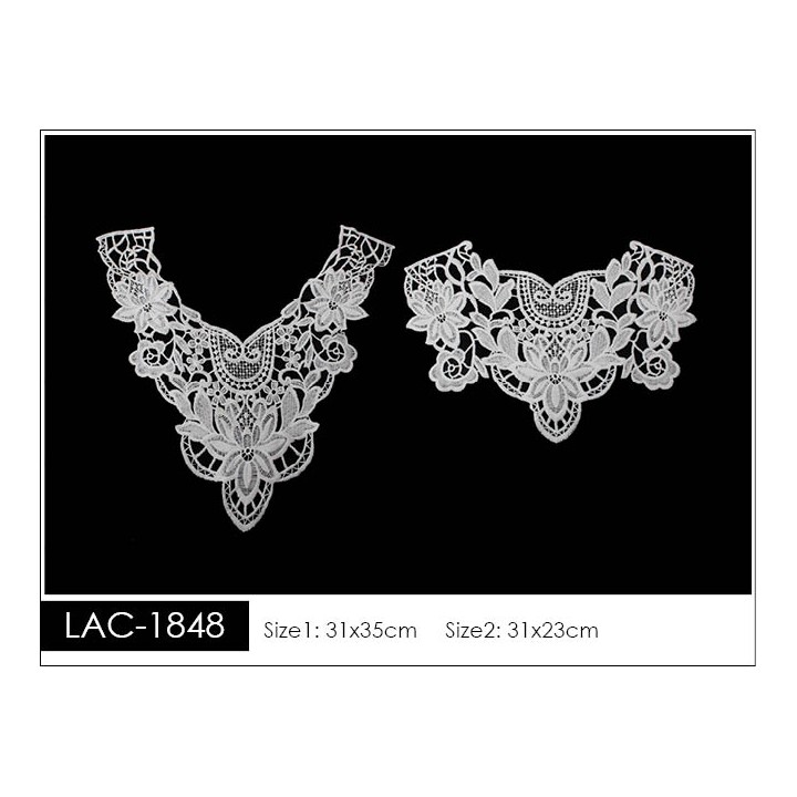 Cuello GuipurLAC-1848 de Fibra de Leche- Espigas, Perlas y Picos