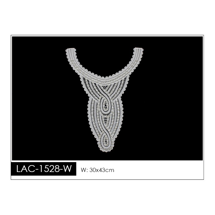 Cuello GuipurLAC-1528-W de Fibra de Leche- Espigas, Perlas y Picos