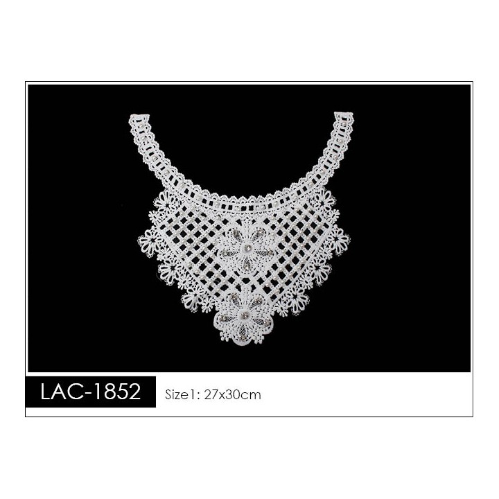 Cuello GuipurLAC-1852 de Fibra de Leche- Espigas, Perlas y Picos