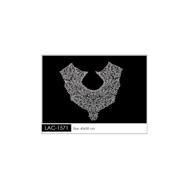 Cuello GuipurLAC-1571 de Fibra de Leche- Espigas, Perlas y Picos