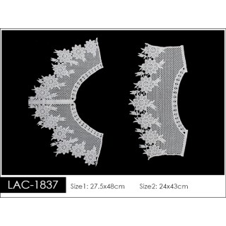 Cuello GuipurLAC-1837 de Fibra de Leche- Espigas, Perlas y Picos