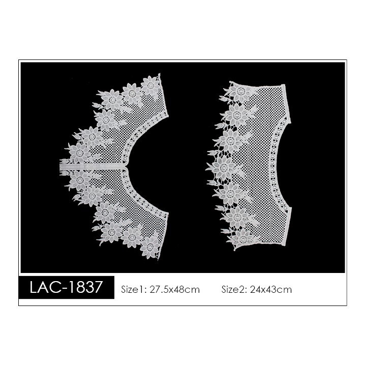 Cuello GuipurLAC-1837 de Fibra de Leche- Espigas, Perlas y Picos