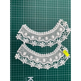 Cuello GuipurLAC-1721 de Fibra de Leche- Espigas, Perlas y Picos