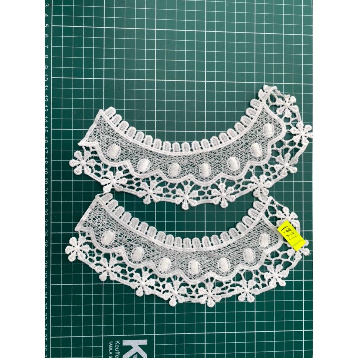 Cuello GuipurLAC-1721 de Fibra de Leche- Espigas, Perlas y Picos